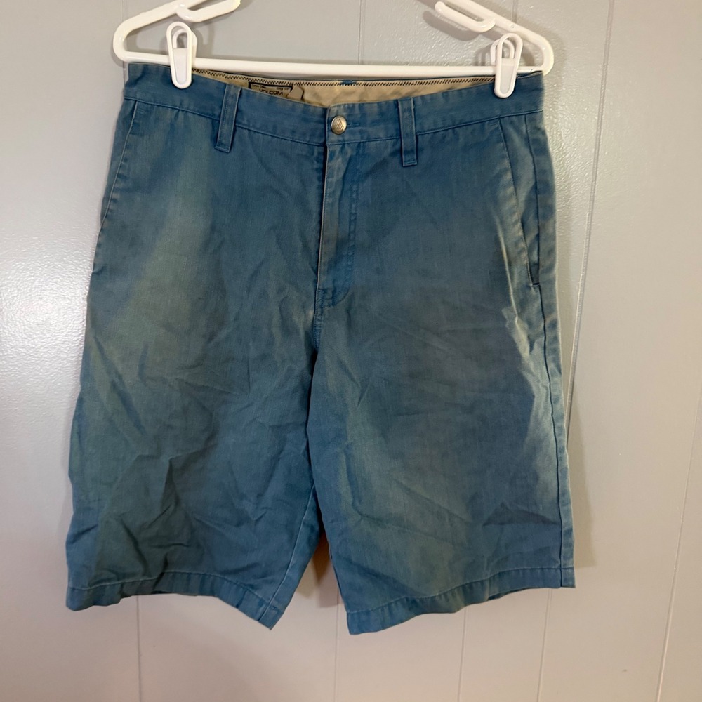 Volcom Chino Shorts Mens Size 32‎ Blue Faded Skate Casual Utility